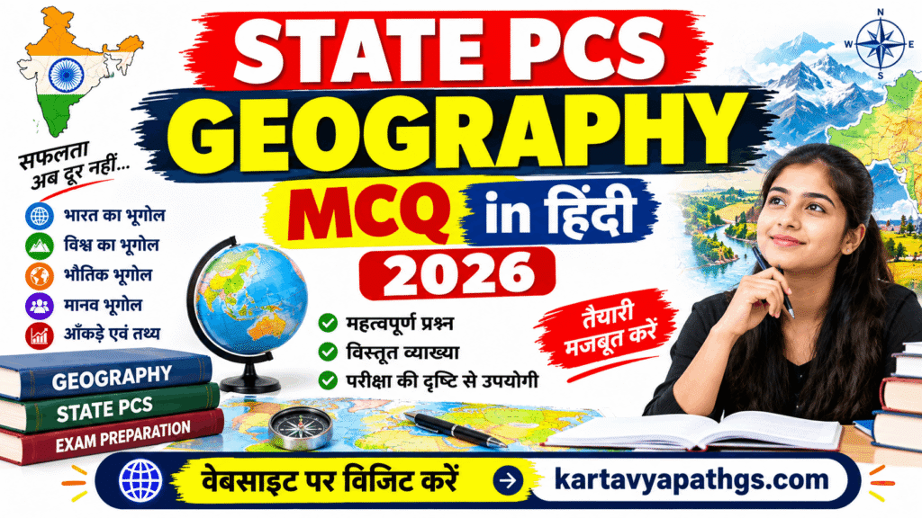 state pcs geography mcq in hindi 2026 .